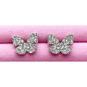 Butterfly Stud Earrings Zinc Alloy Embellished With Rhinestones